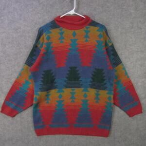 Venezia Vitale Sweater Mens Large Southwestern Aztec Mock Neck Pullover
